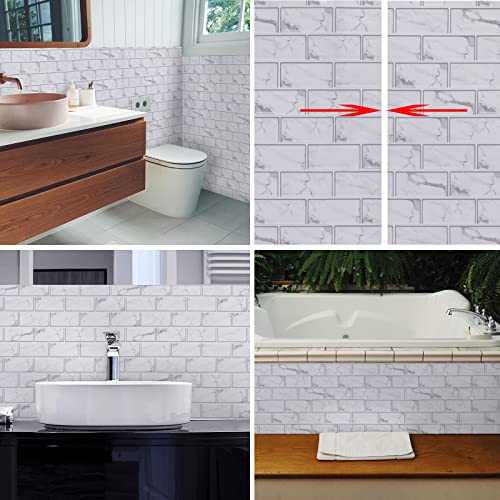 Marble Paper Subway Tile Peel And Stick Backsplash Granite Gray/White Peel And Stick Wallpaper 17.7"X118" Kitchen Wallpaper Removable Self Adhesive Contact Paper For Bathroom Kitchen Countertop #TOP6