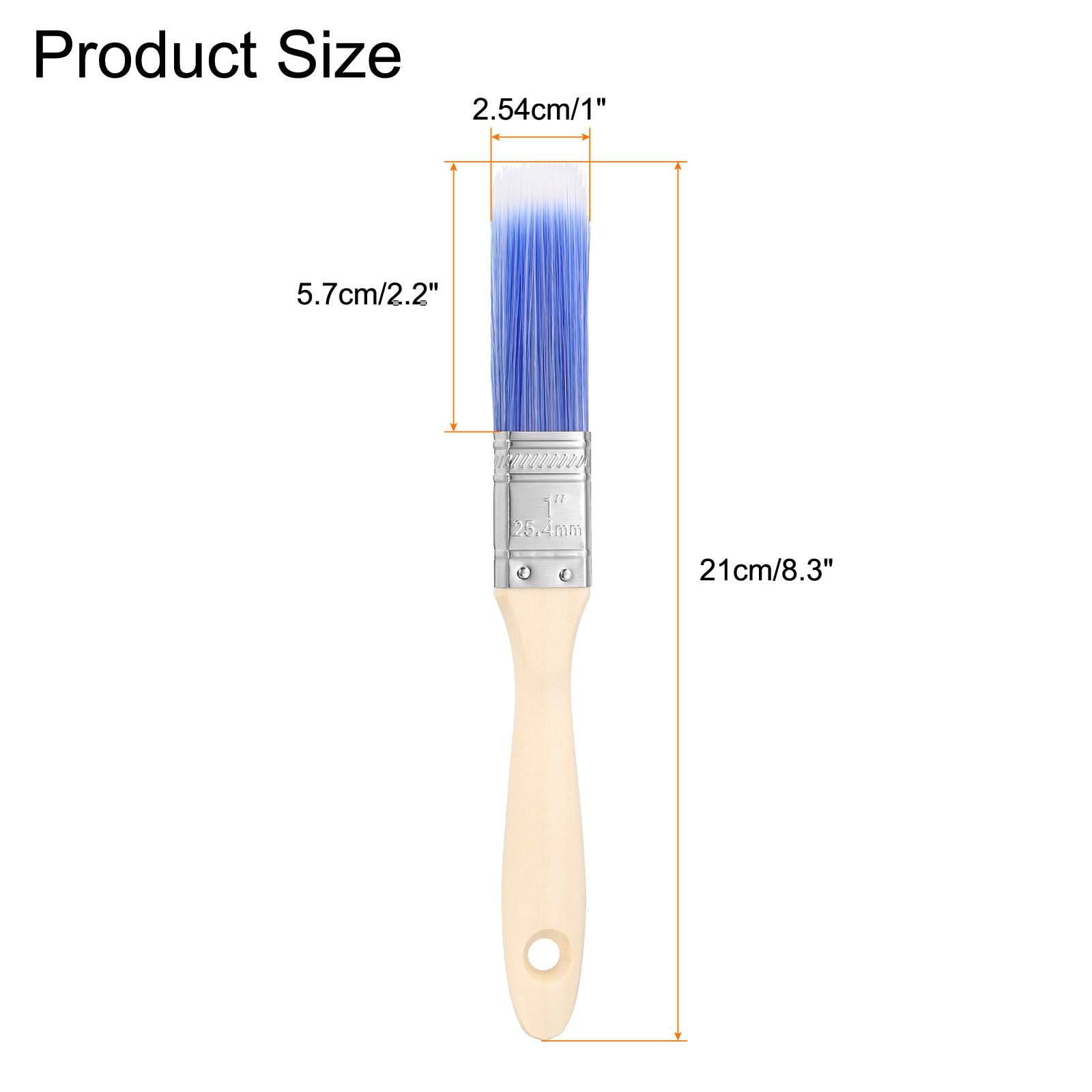 HARFINGTON 12 pinceles de pintura plana de 1 pulgada con mango de madera para manualidades, arte plano, vallas de muebles, cubiertas, molduras de pared, color azul