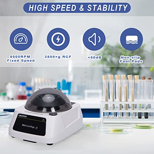 Lachoi Mini Lab Centrifuge Machine 8000Rpm Fixed Speed 2800×G Rcf Mini Microcentrifuge Scientific Mini Centrifuge Benchtop With 2 Rotors For 8×0.2/0.5/1.5/2Ml Tubes&2×8×0.2Ml Pcr Strips Low Noise #TOP1