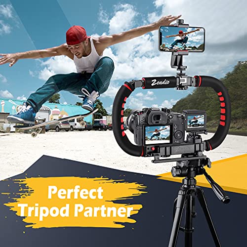 Zeadio Camera Smartphone Stabilizer, Foldable Handle Grip Handheld Video Rig With Carrying Case, Fits For All Camera, Camcorder, Action Camera, Dslr And All Iphone And Android Smartphones #TOP2