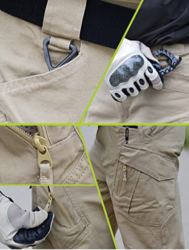 Labeyzon Men's Outdoor Work Military Tactical Pants Lightweight Rip-Stop Casual Cargo Pants Men (Khaki, 36W X 30L) #TOP5