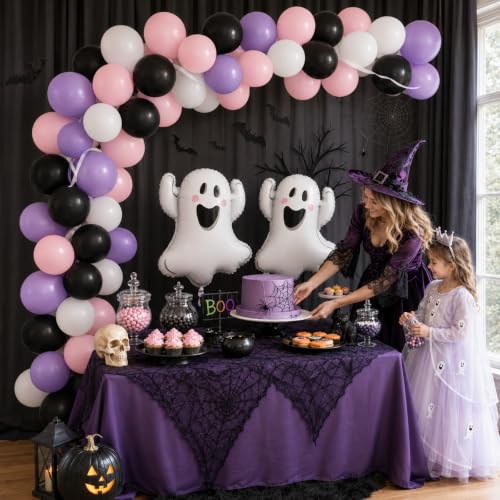 Image of Halloween Balloons Pastel Pink Black Purple Cute Ghost Balloons Party Decor