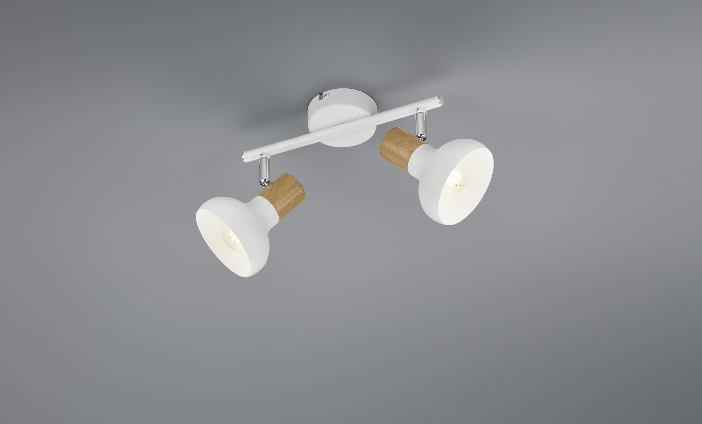 Reality Leuchten RL Spot Bar Latika R81522031, Metal White mate, Madera sintética o artificial, excl. 2x E14