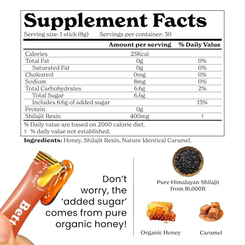 Image of Better Alt Pure Himalayan Shilajit /Shilajeet Caramel Energy Sticks with Organic Honey|Easy to Consume |Helps muscle recovery|Boosts Strength & Improved energy, 85+ Trace Minerals, 75%+ Fulvic Acid