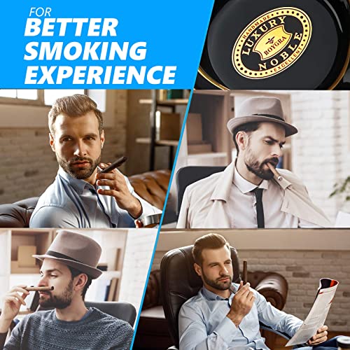 Roygra Cigar Ashtray, Handmade Gilt Ceramic Cigar Ashtray, Outdoor Cigar Accessories (Black) #TOP2