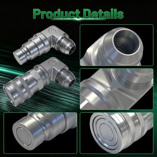 Image of Flat Face 90Skid Steer Hydraulic Quick Coupler,3 /4 inchJIC x 1 /2 inchBody Male