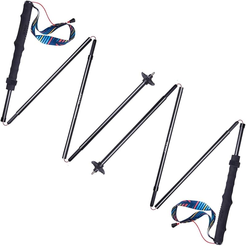Trekking Poles -2 Ultralight Collapsible Carbon Fiber Hiking Poles with Anti-Shock and Quick Lock System, Folding Walking Sticks for Hiking, Camping