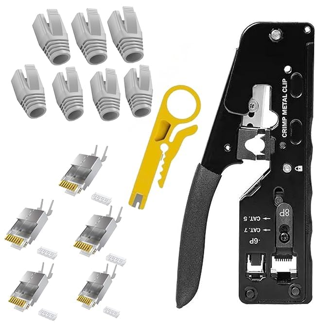 WiredCom® Crimping Tool Kit | Cat7 Crimping Tool | Crimping Tool Kit With Cable Stripper and Cutter for Network RJ45 Ethernet LAN Cable With 10pcs RJ45 Connectors, 10Pcs rj45 boot cap-image-44