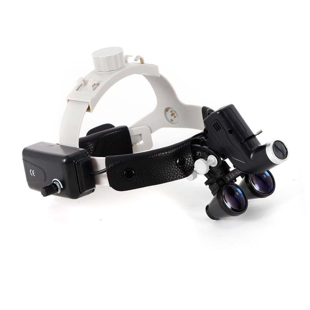 Lampada frontale medica, 3.5 lenti chirurgiche per binocolo con vetro ottico + faro LED da 5 W, lente d'ingrandimento binoculare medica per laboratorio biologico, ecc.