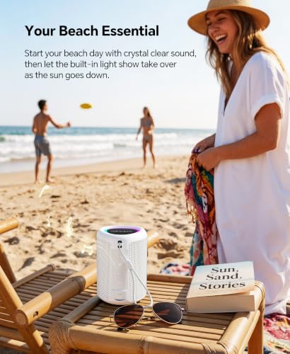 Image of Portable Bluetooth Speaker Beach Essentials: IPX5 Waterproof for Outdoor /Powerful HD Sound /Dynamic Light /All Day Playtime /Wireless BT 5.3 /TWS Pairing, Travel|Camping|Pool Accessorie, School Supplies