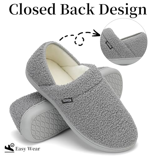 Mens Slippers Womens House Shoes Closed Back House Slippers Warm Fuzzy Slides Indoor Outdoor with Fleece2