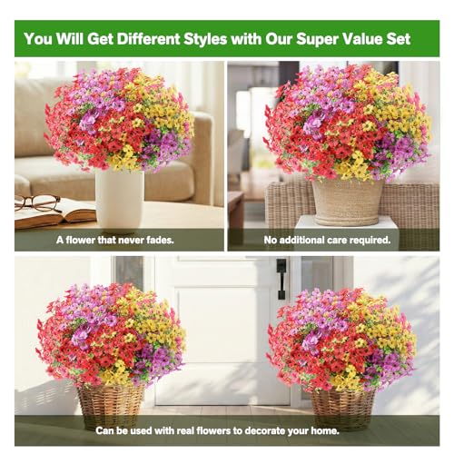 50% Off Artificial Outdoor Flowers - 13 Pack Multi-Colour
