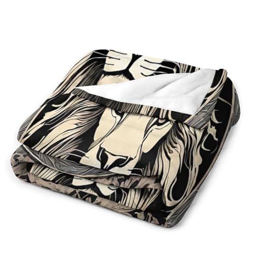 Couverture lion microfibre chaude contre le froid devant la TV - 5