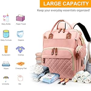 Diaper Bag with Changing Station, Waterproof 3 in 1 Baby Diaper Backpack with Foldable Changing Pad, Large Travel Back Pack for Baby Girl Boy, Peach Pink Diaper Bag with Changing Station Waterproof 3 in 1 Baby Diaper Backpack with Foldable Changing Pad Large Travel Back Pack for Baby Girl Boy Peach Pink