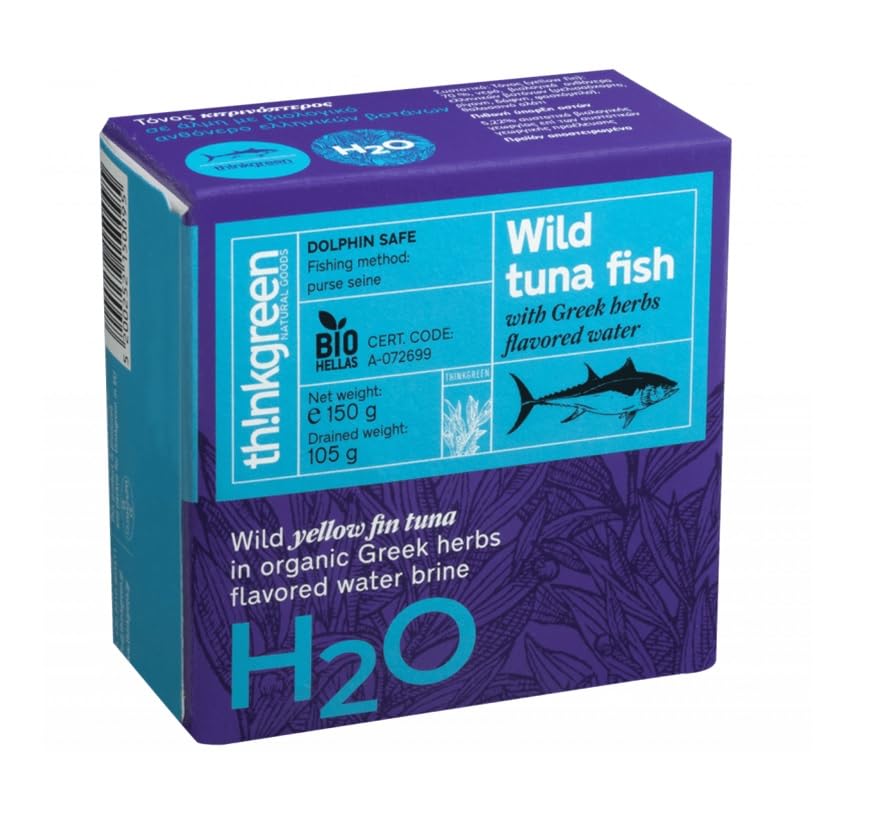 Thinkgreen Wild Yellow Fin Tuna Fish with Greek Organic Herbs Flavored Water, 150g
