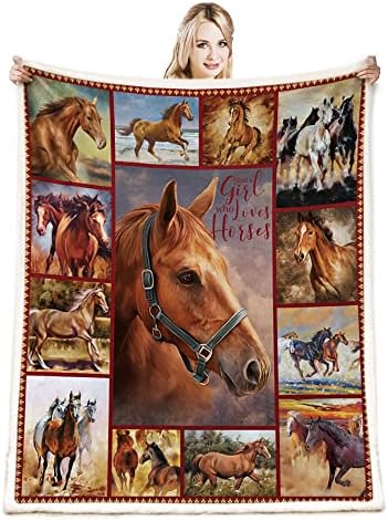 CYREKUD Horse Blanket,Horse Gifts for Girls Throw Blanket,Horse Gifts for Women Blanket,Gifts for Horse Lovers, Super Soft Cozy Horse Themed Gifts for Men Blanket,Sofa Couch Beds Horse Decor 50" x 60"