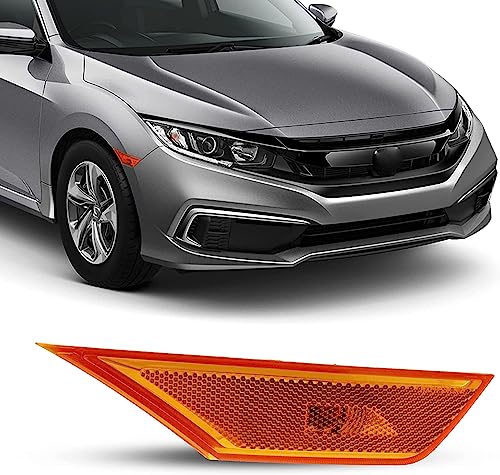 UPPARTS For 2016 2017 2018 2019 2020 2021 Honda Civic Side Marker Light - Passenger Side on Honda Civic - Side Marker Light Assembly Includes Lens, Housing and Bulb - For Civic LX EX DX Sport Touring