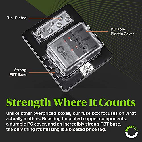 6 Way Blade Fuse Box with Ground Negative Bus bar for Automotive [ATC/ATO Blade Fuses] [100 Amp] [LED] [Protection Cover] [12V - 30V DC] Auto Marine Ground Fuse Block - Thumbnail 2