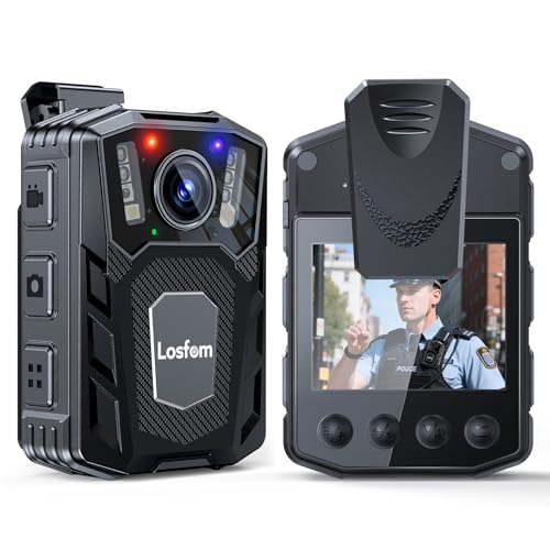 LOSFOM Video Body Camera with Audio: WD1 2100mAh Battery with 10Hrs Recording, Affordable Body Camera with Night Vision, for Law Enforcement, Delivery, Security Patrols, and Outdoor Monitoring (256GB)