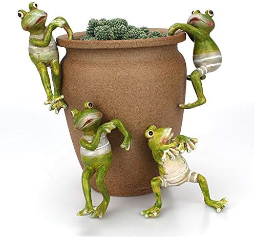 ZAILHWK Planter Pot Hanger Decorations, Frog Flower Pot Resin Creative 3D Craft Frog Figurines Climbing Decoration Animal Ornaments for Office Desk Home Garden Pot Decor,4 pcs