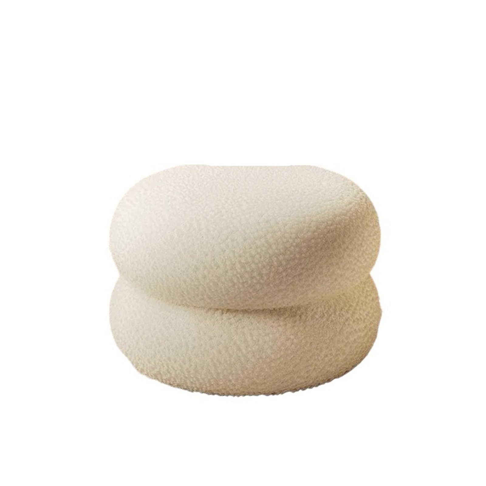 Pouf en Laine d'agneau Doux et Siège de Maquillage Rond pour Tabouret de Salon