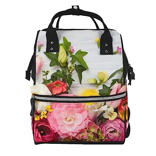 Sac à dos de voyage pour bébé chic avec imprimé fleurs sur bois unique