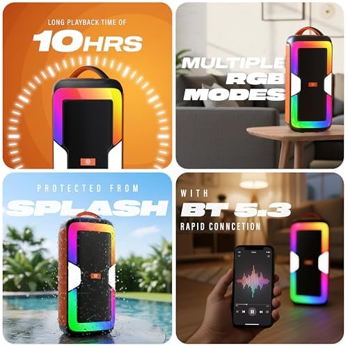 Image of Digimore Partybox 80W Portable Karaoke Bluetooth Speaker with Wireless Mic | Dual Boom Box Speaker | RGB Party Lights | Deep Bass Sound | Type-C Charging | USB /TF /AUX | for Home & Parties (D-1342)