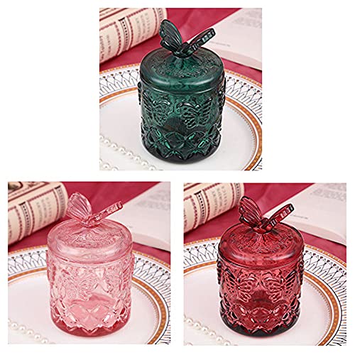 Rocktrend Relief Butterfly Coloured Glass Storage Jar Candy Dish Swab Box With Lid #TOP6
