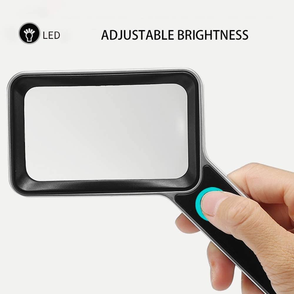 EUQKKWLOY Lupa Cuadrada de Mano HD 30X con LED, Lupa de Lectura para niños, Estudiantes y Ancianos, Interruptor táctil, Recargable, para Matrimonio.