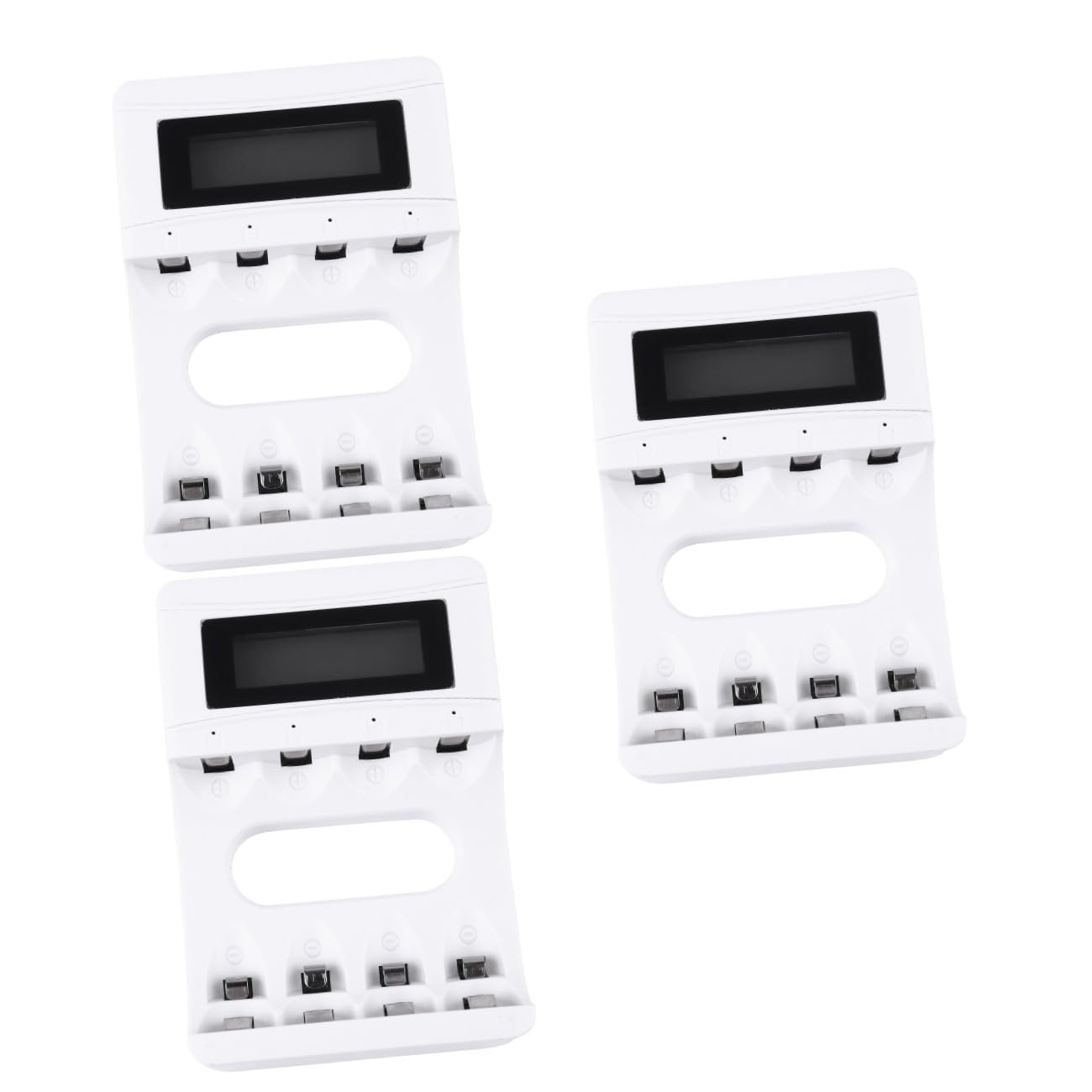 HEMOTON 3piezas Cargador De Batería LCD Inteligente Ranuras y Pantalla Carga USB para Baterías Recargables AA AAA Protección De Sobrecarga y Temperatura