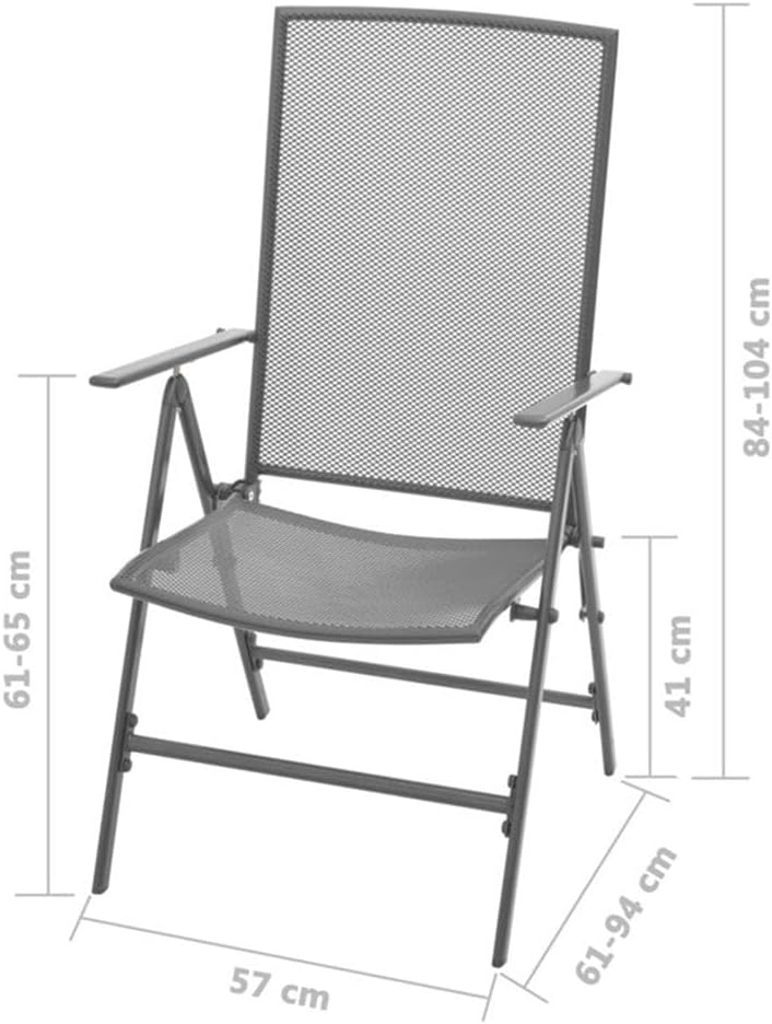 BOWERY HILL 3-Piece Steel Square Patio Dining Set, Anthracite Gray, Powder-Coated Finish, Weather Resistant, Foldable Space-Saving Design, Adjustable Backrest, Indoor/Outdoor Dining Room Furniture