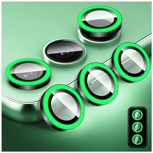 Kucheed Luminous Camera Lens Protector for Samsung Galaxy S23/S23 Colorful Noctilucent Tempered Glass Camera Cover Screen Protector, Automatic Alignment Aluminum Alloy Rings