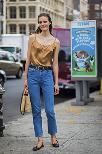 Whippy Leather Belt For Women Vintage Waist Belt With Bronze Alloy Buckle (Suit Pants Size 22-26 Inches, Black Strap And Brass Buckle) #TOP5