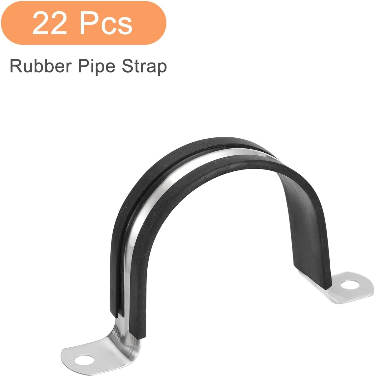 uxcell 22Pcs 57mm(2-1/4") Cable Clamp, Rubber Pipe Strap Rubber Cushioned 304 Stainless Steel Hose Clamp U Shape Metal Clamp Tube Holder for Tube Pipe Wire