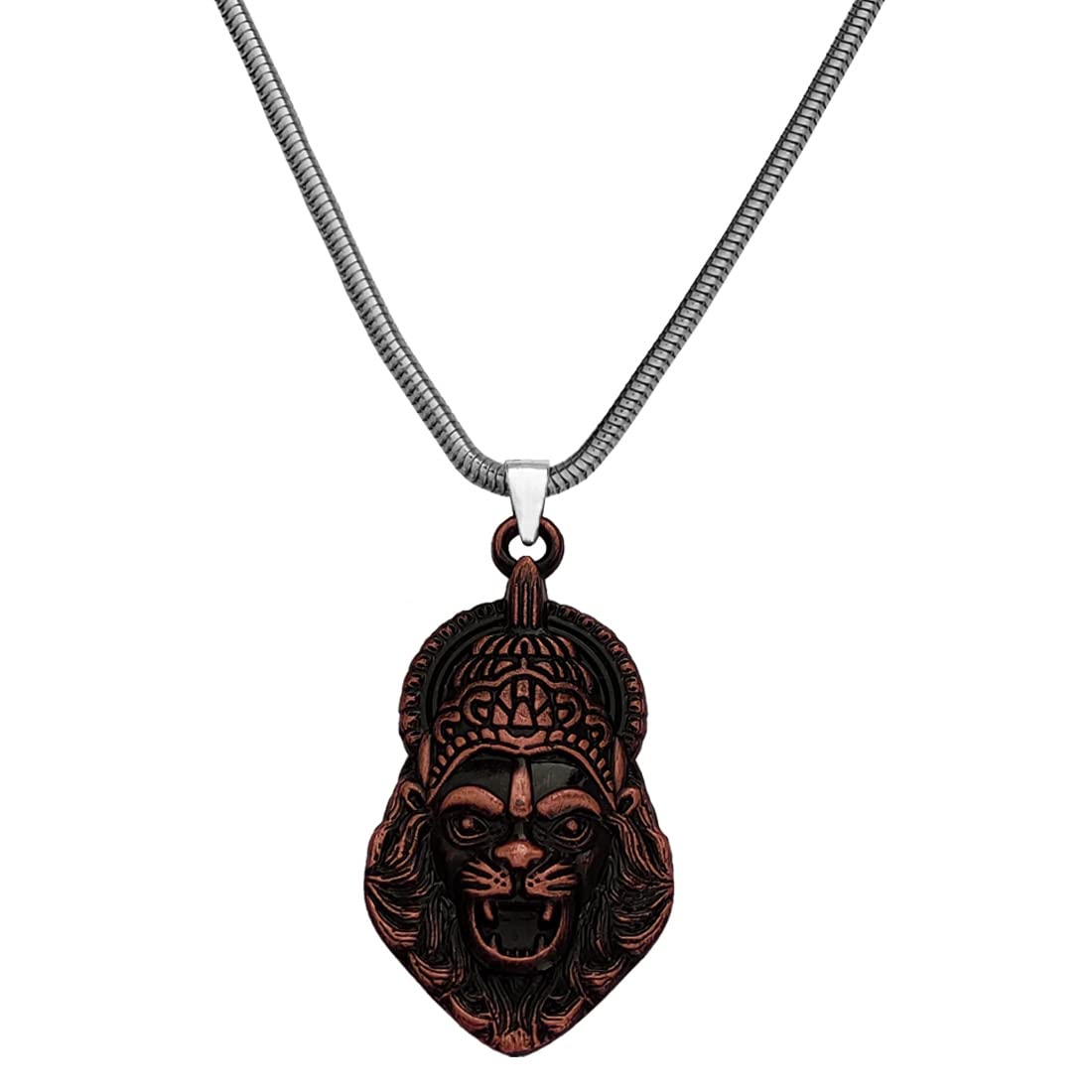 God Vishnu avatar Narasimha Lion Head Pendant With Snake Chain Copper Zinc Metal Necklace For Men And Women-image-35