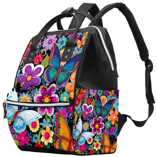 Sac à dos de voyage cabine compact imprimé papillons et fleurs