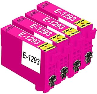 KING OF FLASH T1293 4 Magenta Ink Cartridges Replacement for Epson T1293 Compatible for Epson SX435W SX235W WF-3520 WF-3540 WF-7515 WF-7525, Epson SX425W SX445W SX535WD SX535WD BX305FW