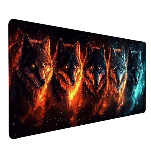 Tapis de souris loup XXL 150x80cm, le cadeau parfait pour femme