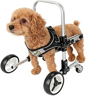 犬用車椅子 前足サポート 4輪歩行補助器 高さ・幅調整可能 軽量設計 アルミフレーム リハビリ介護 散歩補助 老犬 障害犬用 耐久設計 (Mサイズ,ブラック)