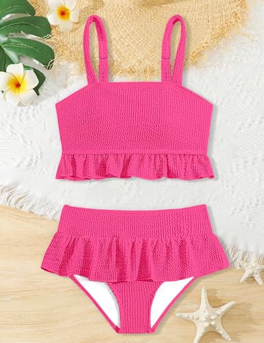 Image of Migu Girls Swimsuits with Ruffled Hem Cute Bikini 2 Piece Bathing Suits for Girls Swimwear