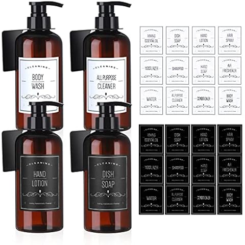 Heyu-Lotus 4 Stück 500ml Seifenspender Wandbefestigung Cover