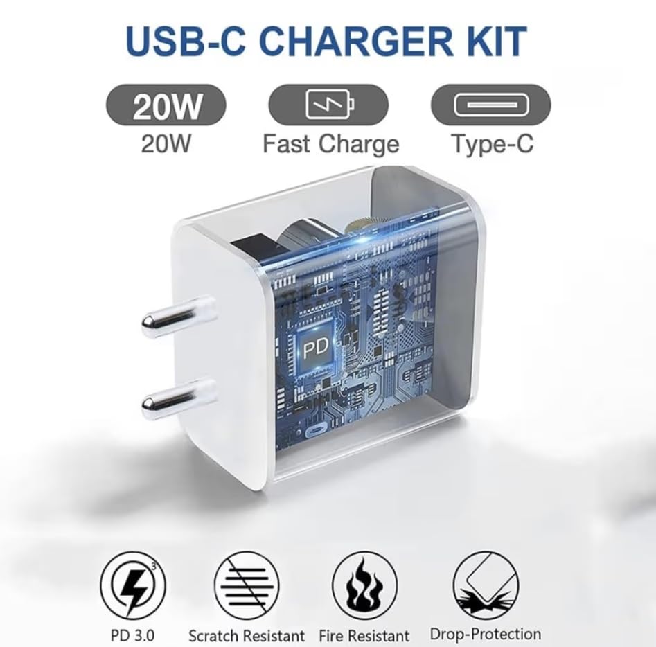 Image of Original 20W Charging Adapter for iPhone 17, 17 Pro, 17 Pro Max, 16e, 16, 16 Plus, 16 Pro, 16 Pro Max and iPhone Air Adapter Only
