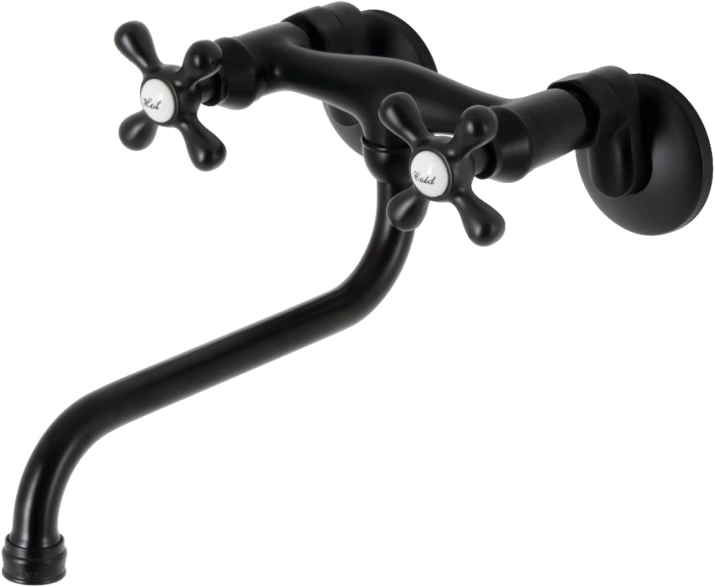 Kingston Brass KS215MB Kingston Two Handle Wall Mount Bathroom Faucet, Matte Black