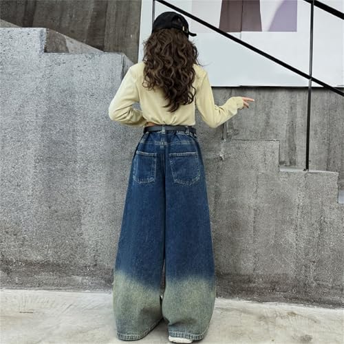 Girls Baggy Jeans Trousers Streetwear Elastic Waist Wide Leg Denim Pants Kids Casual Cargo Pants with Pockets Clothes3