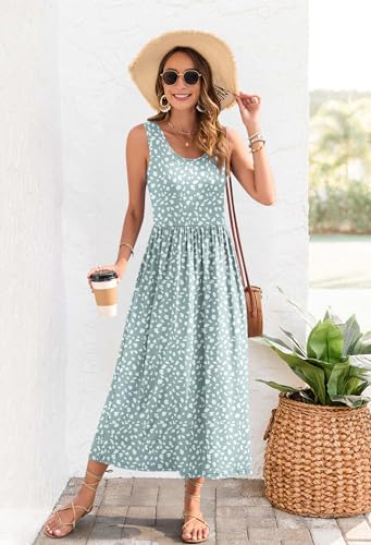 Image of WNEEDU Women's Summer Maxi Dress Casual Sleeveless Sundress