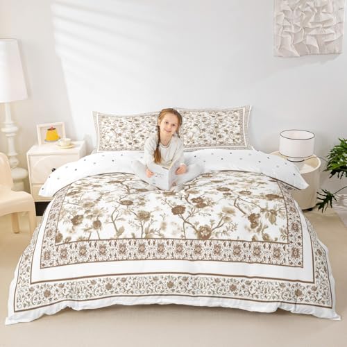 Housse de couette imprimée fleurs bohèmes parure lit rustique ado