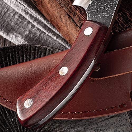 MAYiT Meat Cleaver Knife, Slaughter Skinning Boning Knives Set Professional Kitchen Butcher Cleaver Chef Fish Meat Cutting Cooking Knife & PU Sheath (Size : Rosewood Knife)