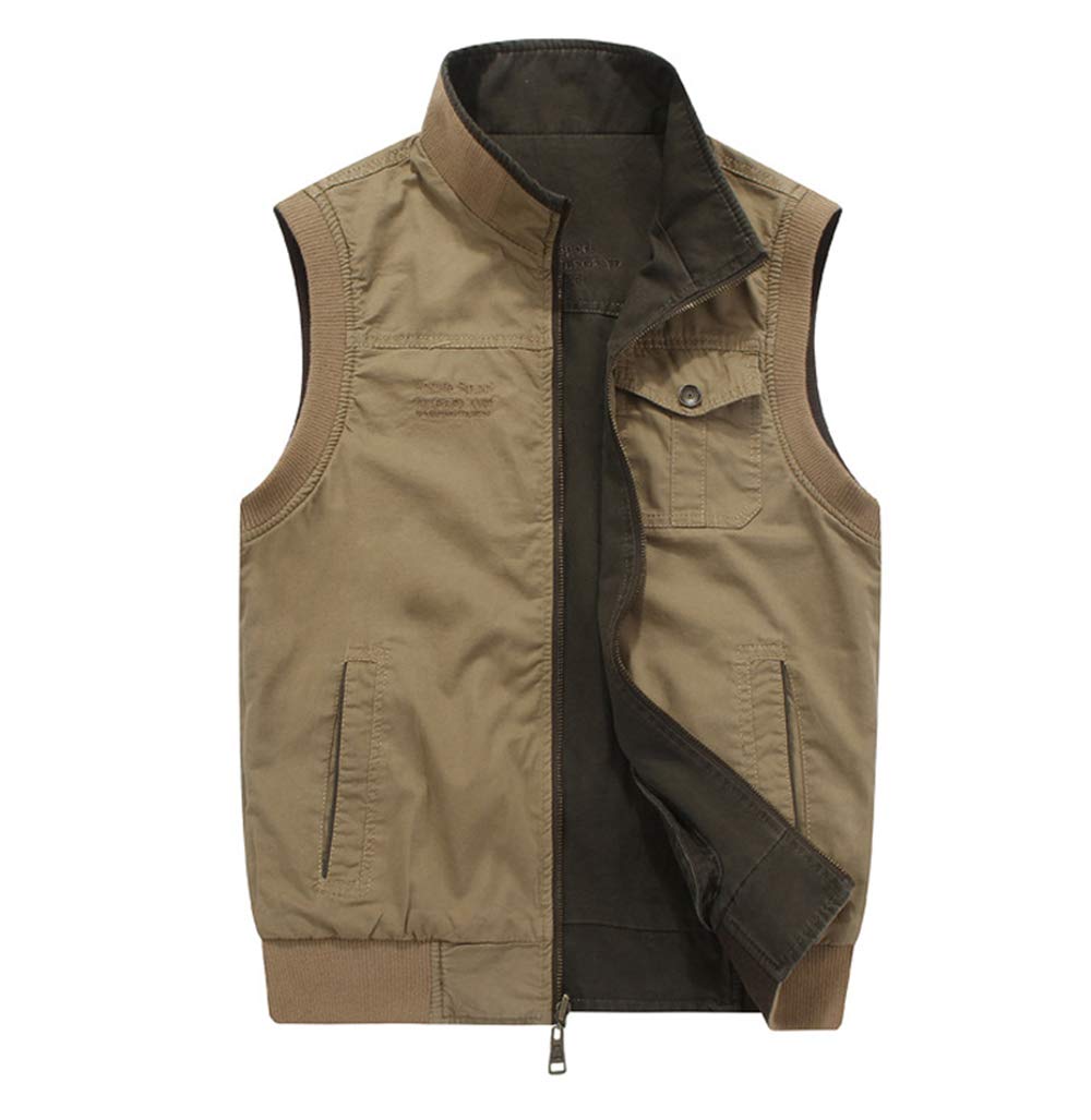 Gilet Multitasche Uomo Cotone Giacca Reversibile Senza Maniche Abbigliamento Sportivo Caccia Fotografia e Pesca