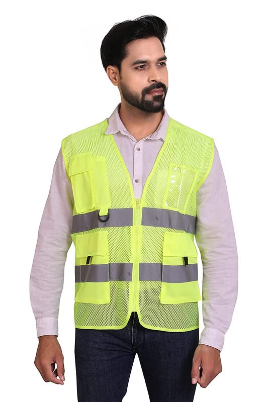 ReflectoSafe Fluorescent Jacket for Safety Reflective for Cycling Running Walking Night Safety High Visibility Vest with 2 Horizontal Strips and 4 Pockets with 3M Reflective Tape Luster - M (B095M9WFPM) Amazon Price History, Amazon Price Tracker