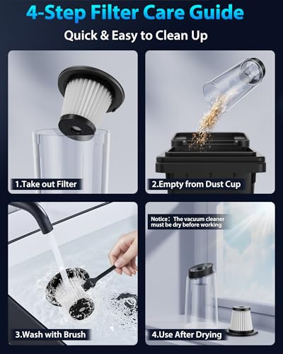 Image of Handheld Vacuum Cordless 1.1 Pounds Car Vac 10000PA Hand Held Vacuums 4-in-1 Hand Vac Cordless Rechargeable HEPA Filter Large Capacity Dust Cup for Car Office Home Pets Hair (Gray)